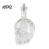 Crystal Clear Glass Decanter Skull Whiskey Decanter 500ml Gothic Bottle with Stopper Halloween Decorative B white