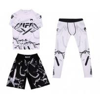 MMA Training Shorts Set Boxing Muay Thai Kickboxing Wrestling Gym Workout Sportswear Kids 2XL white