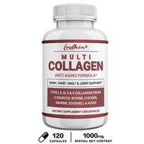 Coolkin Multi Collagen Capsules 120ct — 5 Types Peptides Formula, Daily Wellness 120*1