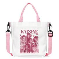 KATSEYE Girl Group Print Canvas Bag Shoulder Handbag Shopping Tote 601123-13 Eco-Friendly Large Capacity No. 17; 23x23*5cm white