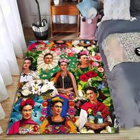 Floral Frida Art Pattern suitable as a non-slip mat for the living room or bedroom sofa 40x60cm( 15x23in ) black