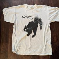 Cocteau twins cat short sleeve retro shirt heavy cotton 100 white