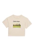 Calvin Klein Jeans Marškinėliai 'CITY' nebalintos drobės spalva / safyro / žolės žalia / juoda