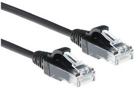 ACT Juodas 0,5 metro LSZH U/UTP CAT6 duomenų centro plonas pataisymo kabelis su RJ45 jungtimis CAT6 U/UTP SLIMLINE BK 0.5M (DC9900)