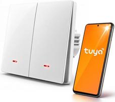 Qoltec 52706 Smart 2-Gang Light Switch | Wi-Fi | Timer | Tuya | Smart life | White