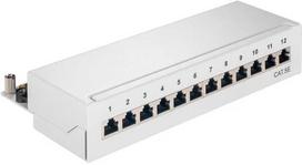 Goobay CAT 5e Mini/stalinis pach panelis, 12 portų, RJ-45, Cat5e, 22/26, pilkas, montuojamas ant sienos, 212 mm