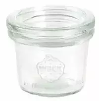 Multi Weck konservavimo stiklainiai 35 ml Ø5,45x4,1 cm su permatomu stiklo dangteliu, 24 vnt./dėžėje