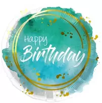 Folat Bv Turkio spalvos „Happy Birthday“ folijos balionas, 45 cm