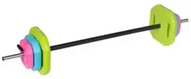 Sulenkiama štanga su bituminiu apkrovimu, strypas 140 cm, treniruotės rinkinys 20 kg, REBEL ACTIVE