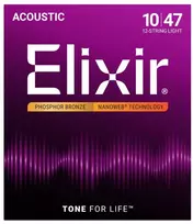 Elixir Eliksyras 16152 Nanoweb Phosphor Bronze 12-stygei gitarai