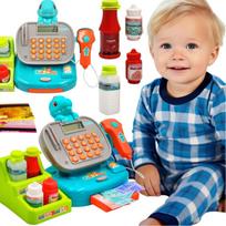 WOOPIE DINO mėlynas kasos aparatas su lentyna