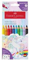 Faber-castell Grip Jumbo spalvoti pieštukai 10 vnt. su vienaragio lipdukais