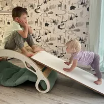 Wood For Kids Medinis Montessori supynės su čiuožykla ir pagalve