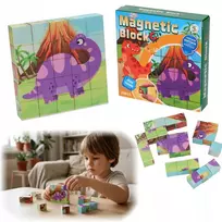 Biały Magnetiniai paveiksliukų blokeliai, magnetinė dėlionė 25 vnt., DINOZAURAI 5507