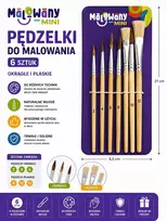 Miximport Mokykliniai teptukai, skirti dažymui apvaliais ir plokščiais dažais, 6 vnt.