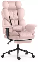 Hells Chair Biuro kėdė su kojų atrama ir reguliuojamais porankiais, veliūrinis audinys, rožinė