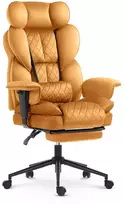 Hells Chair Biuro kėdė su kojų atrama ir reguliuojamais porankiais, veliūrinis audinys, garstyčių geltona