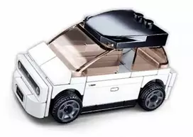 Sluban Mini baltas automobilis su varikliu, 56 detalės