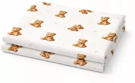 Flanelinis lapas 160x100 be elasto, meškiukai, baltas Szymex