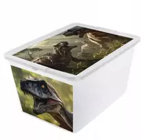 Branq PUDEŁKO POJEMNIK NA ZABAWKI Z POKRYWĄ X BOX DECO TRANSPARENTNY 30L DINOZAUR