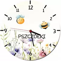 Naklejkomania Laikrodis ścienny su nazwą grupy do Przedszkola Pszczółki Laikrodis vaikams 50cm