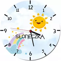 Naklejkomania Laikrodis ścienny su nazwą grupy Słoneczka Laikrodis vaikams do Przedszkola 50cm