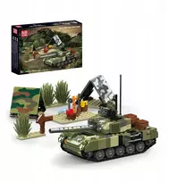 Konstrukciniai blokeliai Mould King 24073: Tankas T-72b3 su karine stovykla
