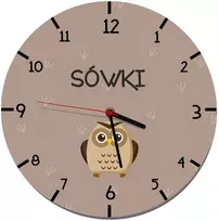 Naklejkomania Laikrodis ścienny Nazwa grupy Sówki Laikrodis vaikams do Przedszkola 50cm