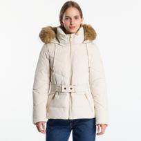 Guess Jeans New Fatema Short Belted Puffer Creme Brulee - Dydis XS (W6BL58W4197-G1E0 Striukės)