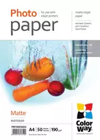 ColorWay Matte Photo Paper, 50 sheets, A4, 190 g/m²