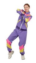 80-ųjų sportinis kostiumas violetinis S/M