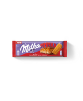 Pieninis šokoladas MILKA Biscoff iš Alpių pieno su karamelizuotų sausainių gabalėliais, 275g