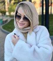 Caskona moteriškas gobtuvas/šalikas SILKY*04, latte