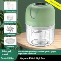 Elektrinis česnakų spaustukas su USB, 250 ml, 6 peiliukai, žydras, patobulinta versija