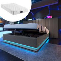 Dvigulė lova 160x200, LED, USB-C, su čiužiniu, pilka