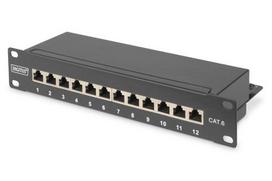 Digitus CAT 6 - Class E patch panel - shielded - 10inch Rack Mount - 12-port RJ45 8P8C - LSA - 1U - Black