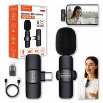 Mini belaidis atlapinis kondensatorinis mikrofonas telefonui, kompiuteriui, USB-C