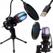 Kompiuterinis kondensatorinis žaidimų, studijinis, karaoke mikrofonas su USB ir filtru