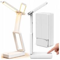 LED bevielė stalinė lemputė su akumuliatoriumi, skirta ant stalo, mokyklinė, balta, USB