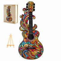 MEDINĖS DĖLIONĖS SUAUGUSIEMS, GITARA, 200 DETALIŲ, MEDINĖ DĖŽUTĖ