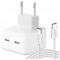 Alogy 35 W tinklo įkroviklis, 2 × USB-C PD, skirtas iPhone, su 1 m USB-C laidu, baltas