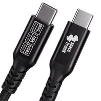 Spacetronik juodas USB-C 5.0 laidas, 80Gb/s, 240 W, 1,5 m, su sustiprintu apvalkalu
