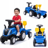 Stumiamas vaikų traktorius New Holland T7 su priekaba, garsais ir šviesomis