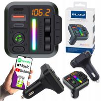 BLOW automobilinis „Bluetooth 5.3“ FM siųstuvas su RGB apšvietimu, „QC 3.0“ ir USB-C PD 20 W įkrovikliu