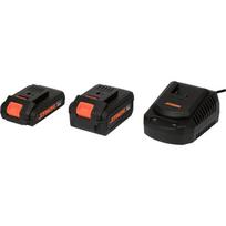 Sthor pradinis rinkinys 78262, 20V, 2x akumuliatorius 2Ah ir 4Ah, įkroviklis, Li-Ion, 40Wh, 80Wh, 2.2A, 21.5V