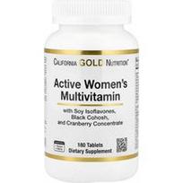 California Gold Nutrition, Aktyvioms moterims skirtas multivitaminas su juodąja blakėžude, sojų izoflavonais ir spanguolių koncentratu, 180 tablečių