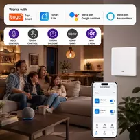 Qoltec 52719 Išmanusis 1 grupės šviesos jungiklis WiFi Laikmatis Tuya Išmanusis gyvenimas Balta
