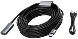 Vision 10 m USB 3.0 aktyvus prailginimo kabelis - nikeliuoti kištukai - pralaidumas 3Gbps - sudėtyje USB kabelis, jei reikia papildomo signalo stiprinimo - daugiau nei 65 procentų dengiamoji pintinė izoliacija