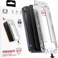 Tel Protect Dust-Free Easy Fit Privacy Full Glue 6D grūdintas stiklas, skirtas iPhone 15, juodas – 2 vienetai
