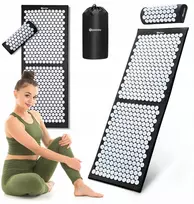 Akupresūros kilimėlis su pagalve HyperMotion, 130x50 cm, juodas/baltas